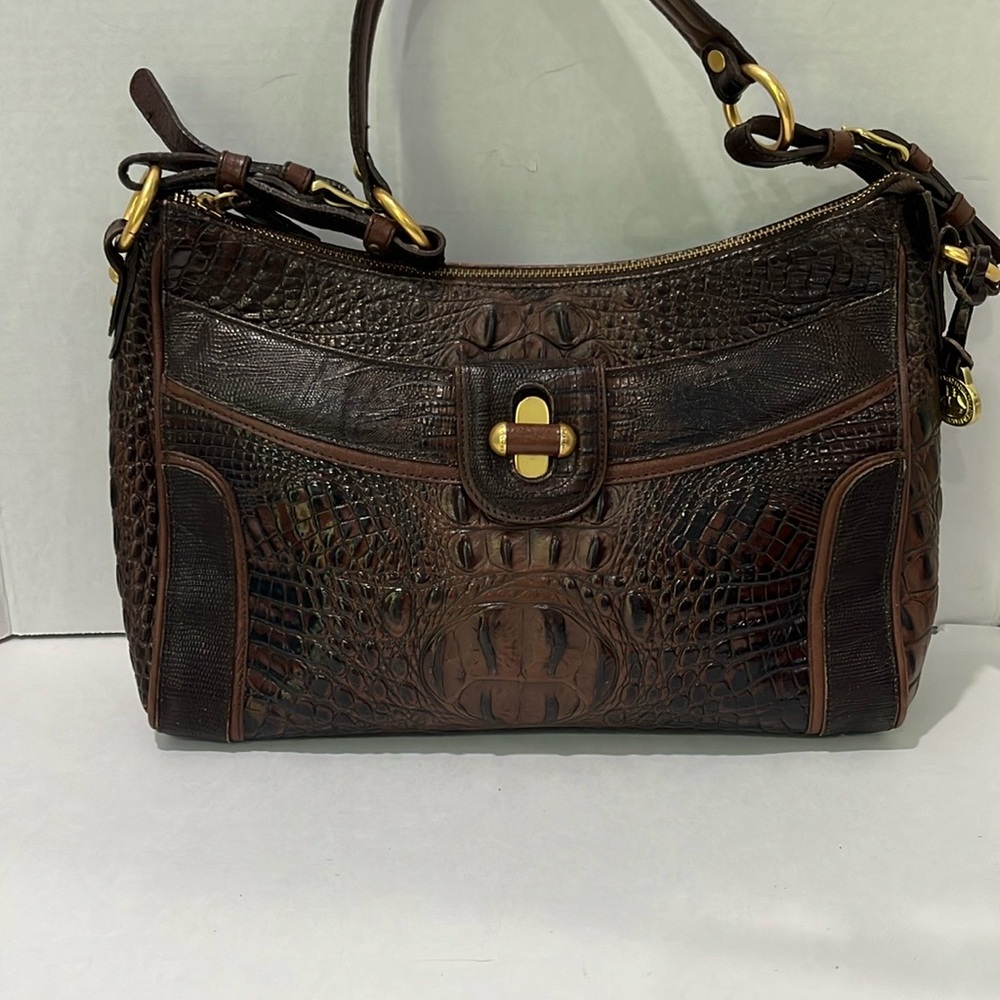 Brahmin Lovers:  Brown Brahmin Shoulder Bag with Crocodile Texture